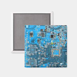 Computer Geek Circuit Board - blue Magnet