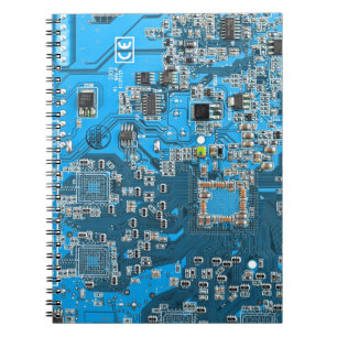 Computer Geek Circuit Board Blue Notebook