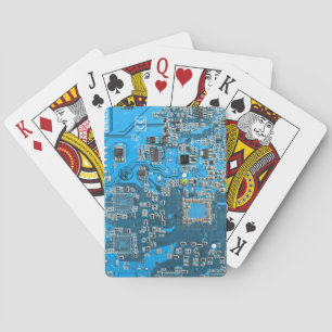 Computer Geek Circuit Board Blue Playing Cards