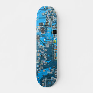 Computer Geek Circuit Board Blue Skateboard