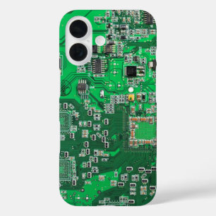 Computer Geek Circuit Board Green iPhone 16 Case