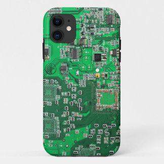 Computer Geek Circuit Board - green iPhone 11 Case