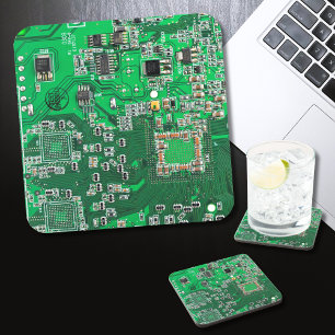 Computer Geek Circuit Board - green Coaster