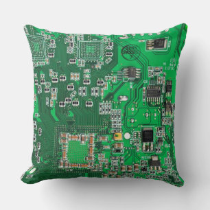 Computer Geek Circuit Board Green Cushion
