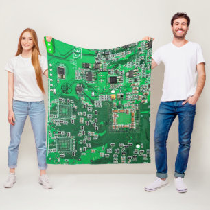 Computer Geek Circuit Board Green Fleece Blanket