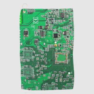 Computer Geek Circuit Board Green Golf Towel