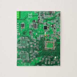 Computer Geek Circuit Board - Green Jigsaw Puzzle