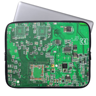 Computer Geek Circuit Board - green Laptop Sleeve