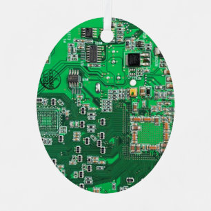 Computer Geek Circuit Board Green Metal Tree Decoration