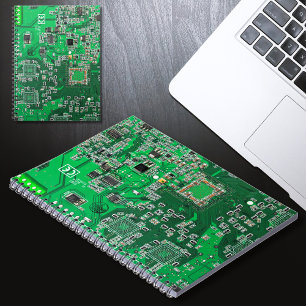 Computer Geek Circuit Board Green Notebook