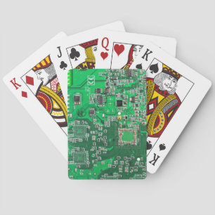 Computer Geek Circuit Board Green Playing Cards