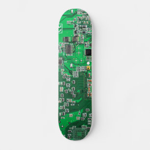 Computer Geek Circuit Board Green Skateboard