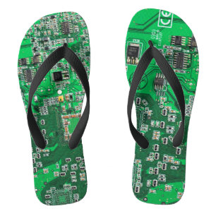 Computer Geek Circuit Board Green Thongs