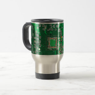 Computer Geek Circuit Board Green Travel Mug