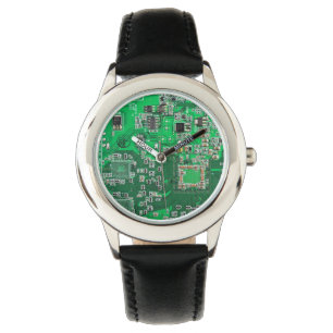 Computer Geek Circuit Board Green Watch