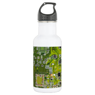 Computer Geek Circuit Board Light Green 532 Ml Water Bottle
