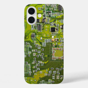Computer Geek Circuit Board Light Green iPhone 16 Plus Case