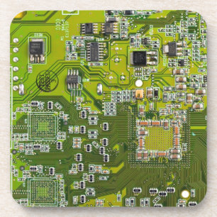 Computer Geek Circuit Board Light Green Coaster