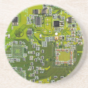 Computer Geek Circuit Board Light Green Coaster