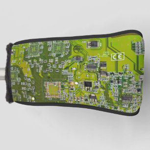 Computer Geek Circuit Board Light Green Golf Head Cover