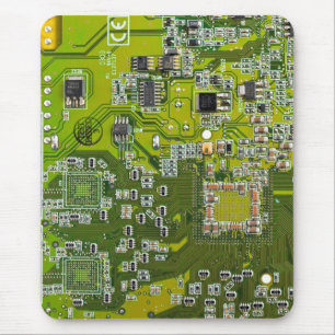 Computer Geek Circuit Board Light Green Mouse Pad
