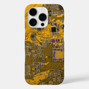 Computer Geek Circuit Board Light Orange iPhone 16 Pro Case