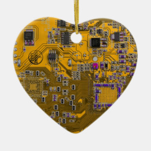 Computer Geek Circuit Board Light Orange Ceramic Ornament