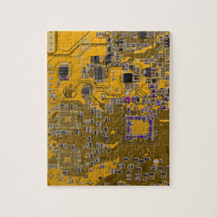 Computer Geek Circuit Board - Light Orange Jigsaw Puzzle
