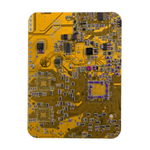 Computer Geek Circuit Board Light Orange Magnet