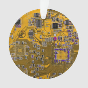 Computer Geek Circuit Board Light Orange Ornament