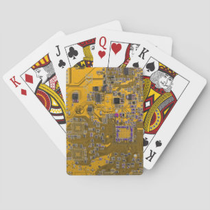 Computer Geek Circuit Board Light Orange Playing Cards