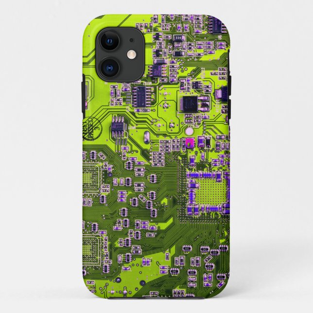 Computer Geek Circuit Board - neon yellow Case-Mate iPhone Case (Back)