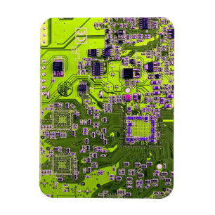 Computer Geek Circuit Board - neon yellow Magnet