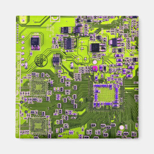 Computer Geek Circuit Board - neon yellow Magnet
