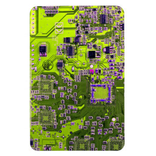 Computer Geek Circuit Board - neon yellow Magnet