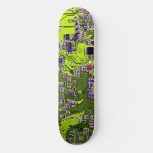 Computer Geek Circuit Board - neon yellow Skateboard