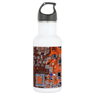 Computer Geek Circuit Board Orange 532 Ml Water Bottle