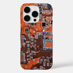 Computer Geek Circuit Board Orange iPhone 16 Pro Case