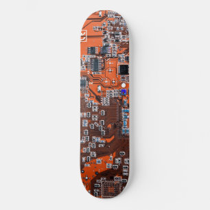 Computer Geek Circuit Board - orange Skateboard