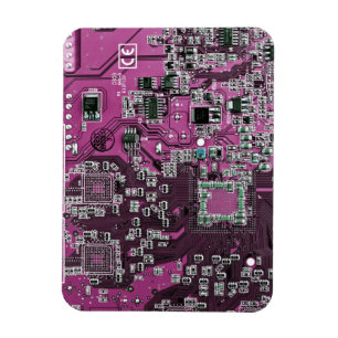 Computer Geek Circuit Board - pink purple Magnet
