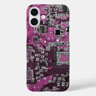Computer Geek Circuit Board Purple iPhone 16 Plus Case