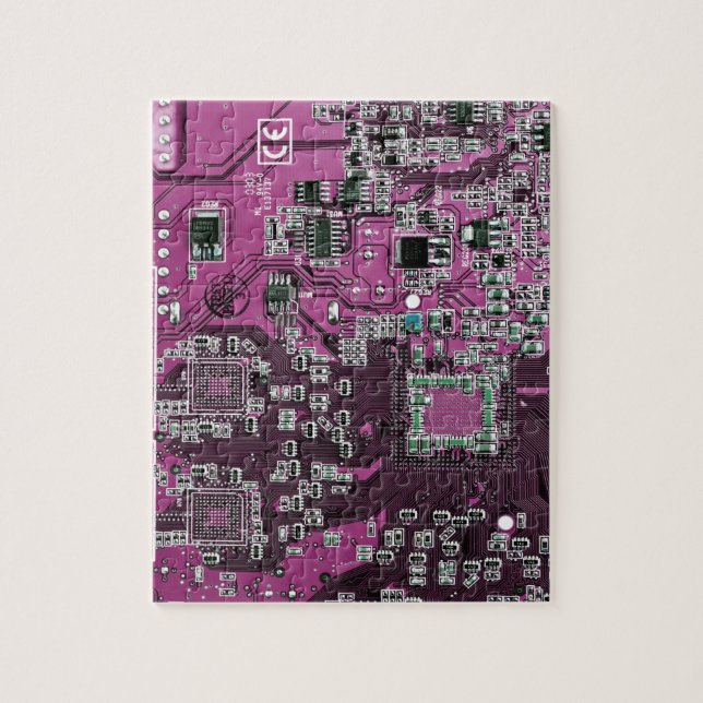 Computer Geek Circuit Board - Purple Jigsaw Puzzle (Vertical)