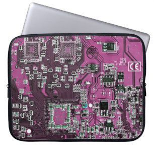 Computer Geek Circuit Board Purple Laptop Sleeve
