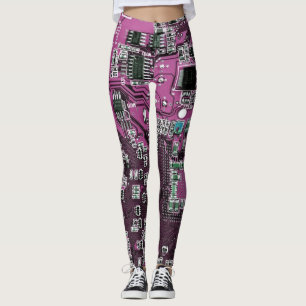 Computer Geek Circuit Board Purple Leggings