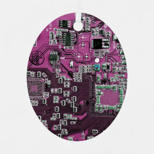 Computer Geek Circuit Board - Purple Metal Tree Decoration