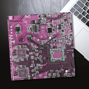 Computer Geek Circuit Board Purple Square Wall Clock