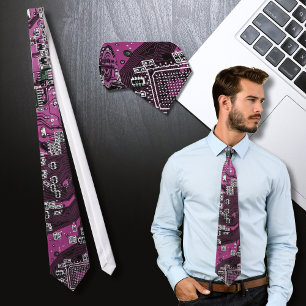 Computer Geek Circuit Board Purple Tie
