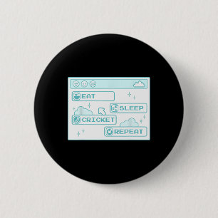 Computer Geek Eat Sleep Cricket Repeat Boys Cool C 6 Cm Round Badge