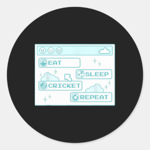 Computer Geek Eat Sleep Cricket Repeat Boys Cool C Classic Round Sticker