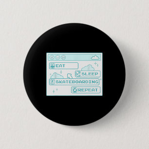 Computer Geek Eat Sleep Skateboarding Repeat Skate 6 Cm Round Badge